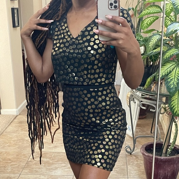 KENSIE Black & Gold Dot Dress - Picture 2 of 3